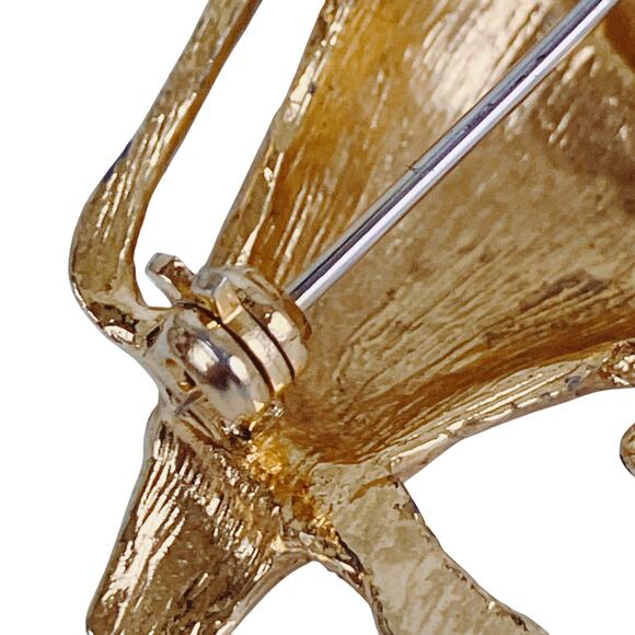 VTG 1960s Gold Tone Enamel Bull Brooch Mid Century Figural Whimsical Collectible - Picture 11 of 13